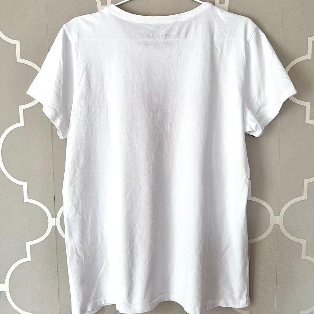 Life Is Good White Short Sleeve Tee with Floral Heart Bird Graphic - Picture 2 of 6